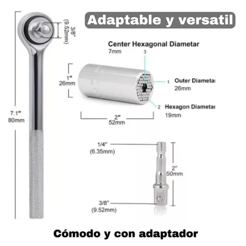 🤯 SET LLAVE + COPA UNIVERSAL 7 EN 1 🔧