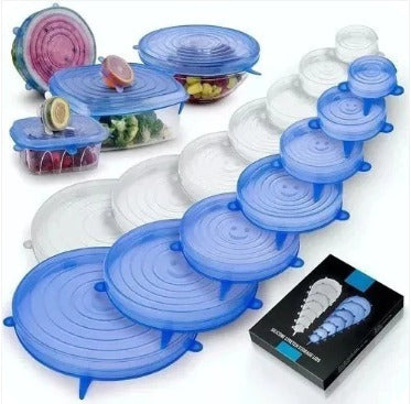 😻 SET DE 6 TAPAS DE SILICONA PARA ALIMENTOS 🤯